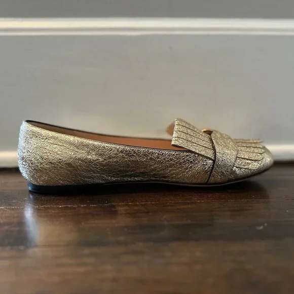 GUCCI Marmont Crackle Leather Gold Tassel GG Loafer 37 (sz. 7) - Picture 11 of 16